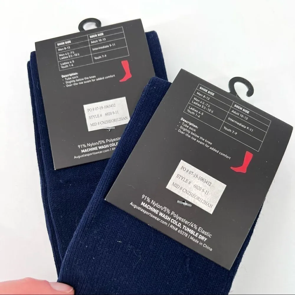 NWT Augusta Crew #6020 blue Socks new intermediate‎ ladies 5.5 - 10.5 athletic